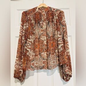 Rachel Zoe Multicolor Paisley Blouse; Size M